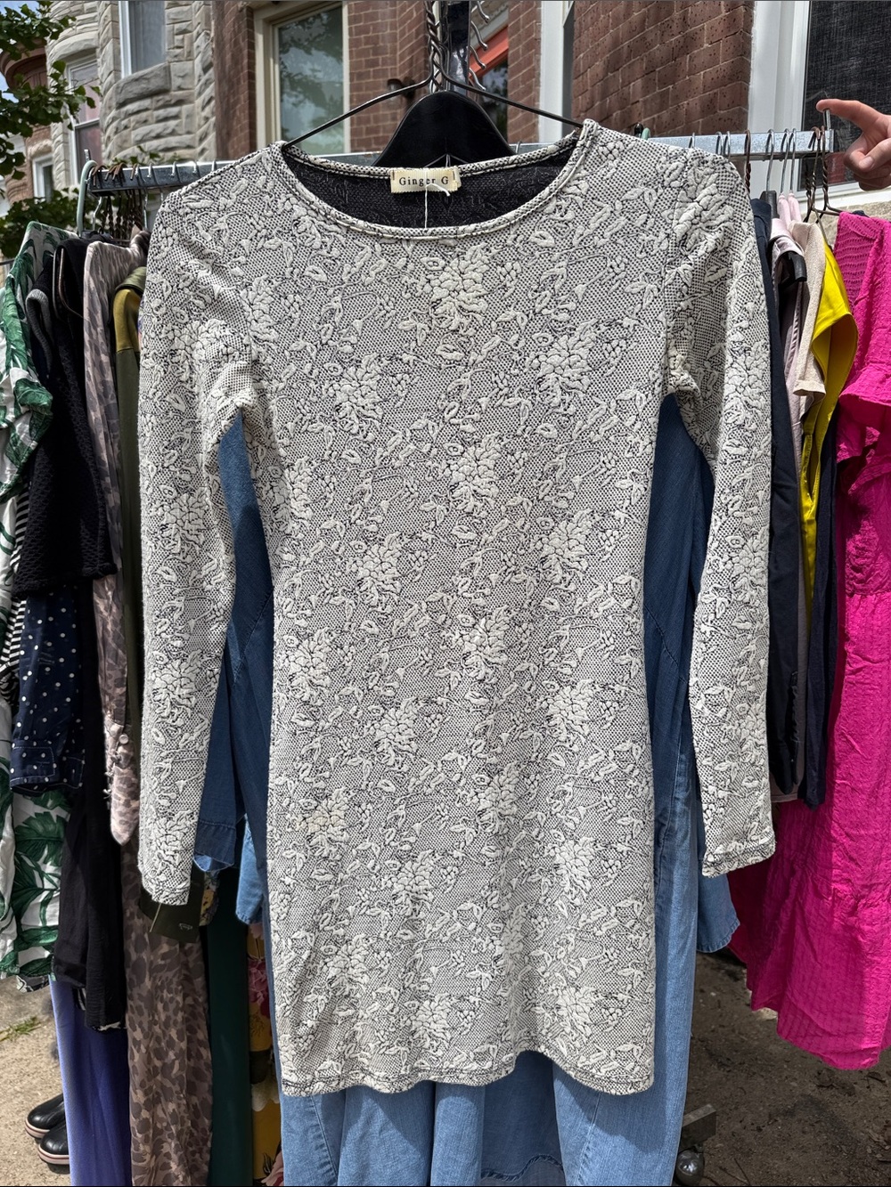 Ginger G Floral Lace Long-Sleeve Dress